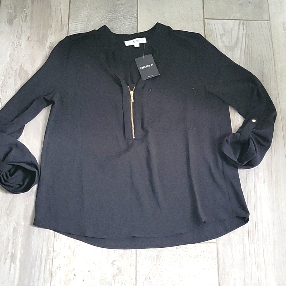 Forever 21 black loose fit blouse Size medium #5